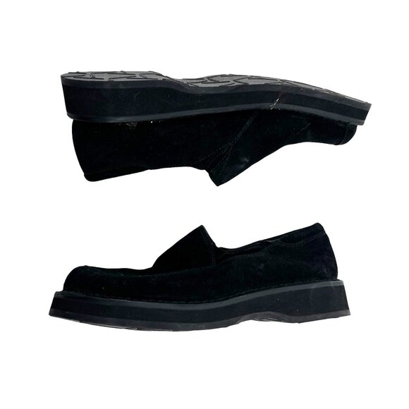 Simple Black Suede Slip-On Loafers Women's Size 7.5 - Picture 1 of 5